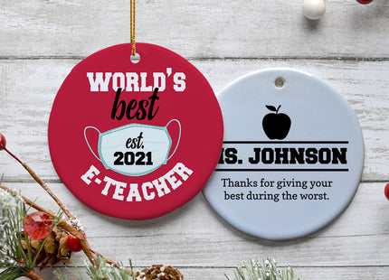 keepsake personalized e-teacher appreciation christmas ornament – Christmas ornament, holiday tree decoration or gift