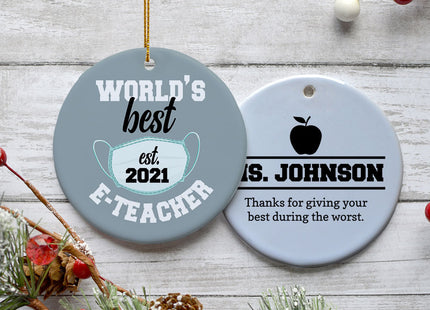 engraved personalized e-teacher appreciation christmas ornament – Christmas ornament, holiday tree decoration or gift