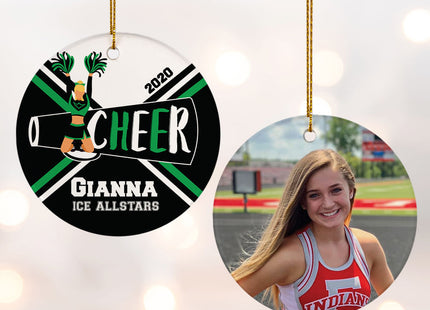 engraved personalized cheer photo christmas ornament – Christmas ornament, holiday tree decoration or gift
