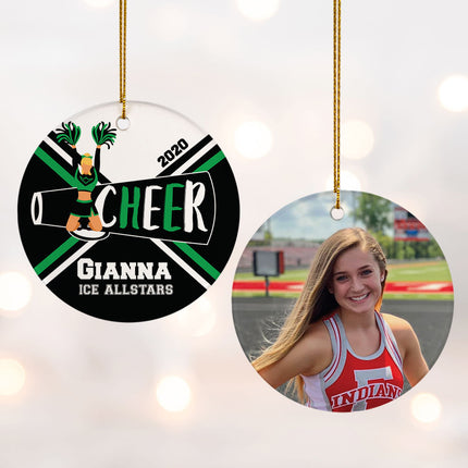 engraved personalized cheer photo christmas ornament – Christmas ornament, holiday tree decoration or gift