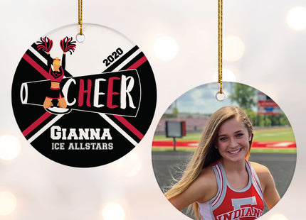 decorative personalized cheer photo christmas ornament – Christmas ornament, holiday tree decoration or gift
