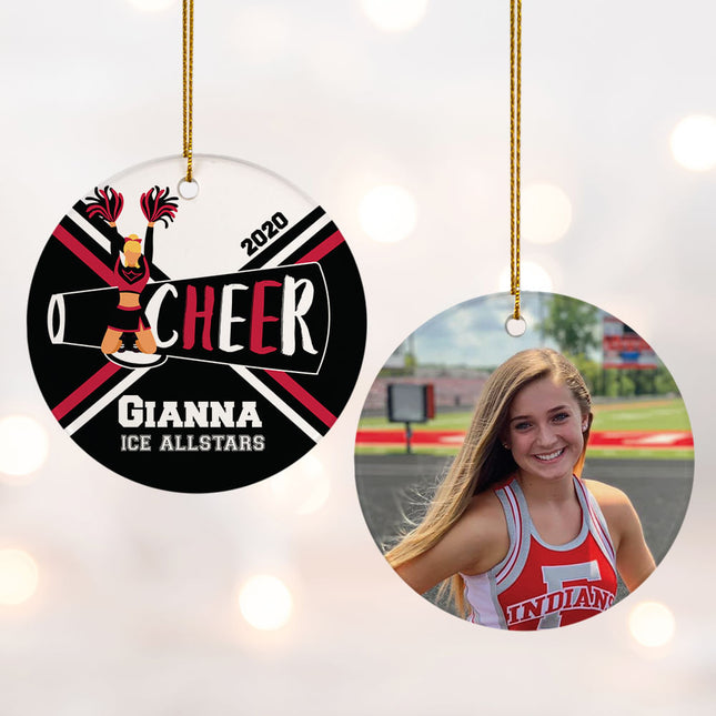 decorative personalized cheer photo christmas ornament – Christmas ornament, holiday tree decoration or gift