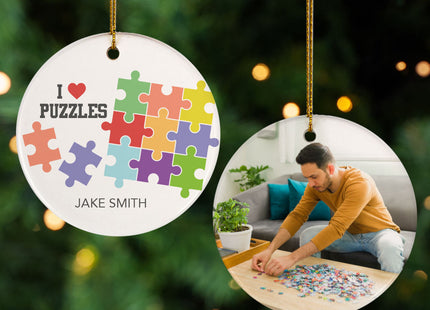 custom personalized puzzle christmas ornament – Christmas ornament, holiday tree decoration or gift