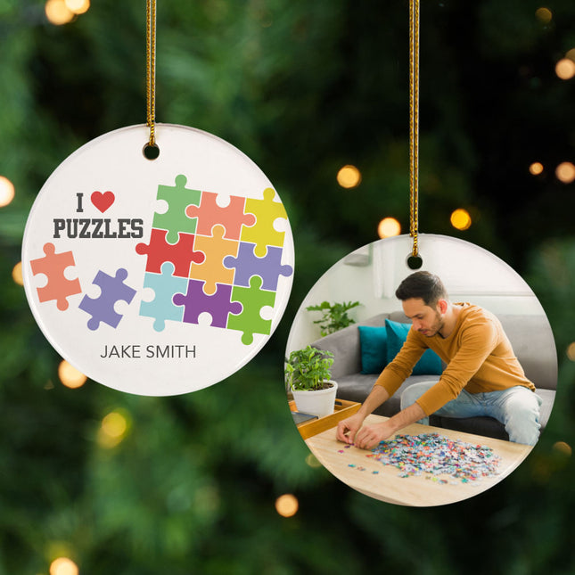custom personalized puzzle christmas ornament – Christmas ornament, holiday tree decoration or gift