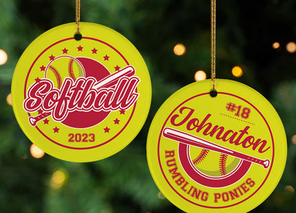 personalized personalized softball christmas ornament – Christmas ornament, holiday tree decoration or gift
