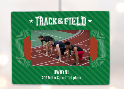 decorative personalized track & field picture frame photo ornament – Christmas ornament, holiday tree decoration or gift