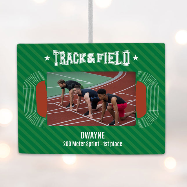 decorative personalized track & field picture frame photo ornament – Christmas ornament, holiday tree decoration or gift