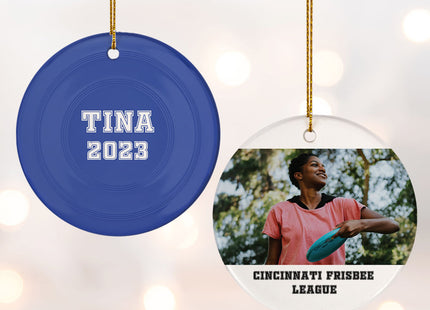holiday personalized frisbee christmas ornament – Christmas ornament, holiday tree decoration or gift
