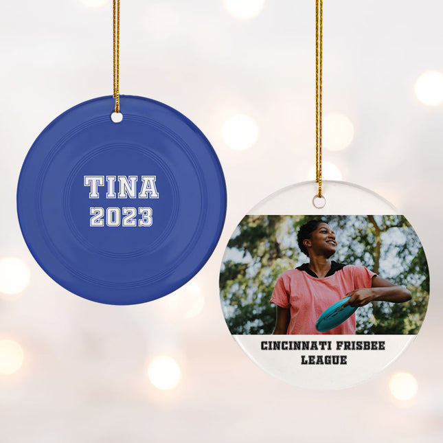 holiday personalized frisbee christmas ornament – Christmas ornament, holiday tree decoration or gift