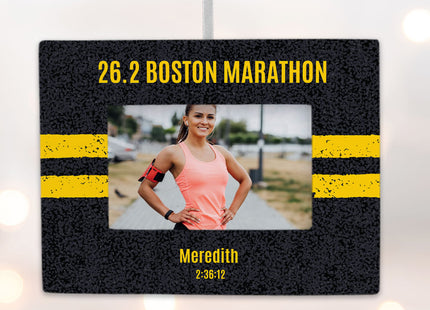 custom personalized running picture frame photo ornament – Christmas ornament, holiday tree decoration or gift