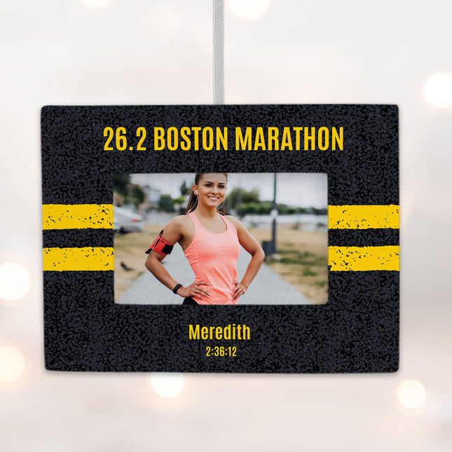 custom personalized running picture frame photo ornament – Christmas ornament, holiday tree decoration or gift
