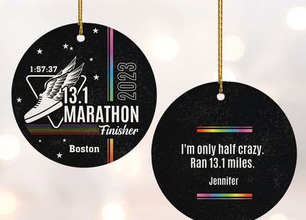 keepsake personalized half marathon christmas ornament – Christmas ornament, holiday tree decoration or gift