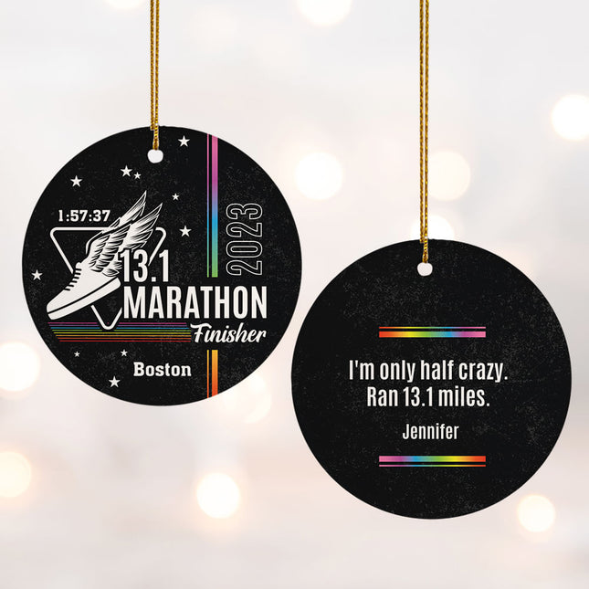 keepsake personalized half marathon christmas ornament – Christmas ornament, holiday tree decoration or gift