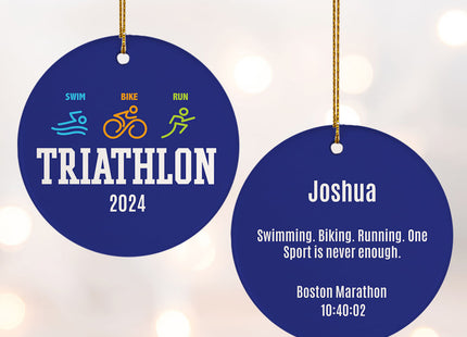 keepsake personalized triathlon christmas ornament – Christmas ornament, holiday tree decoration or gift