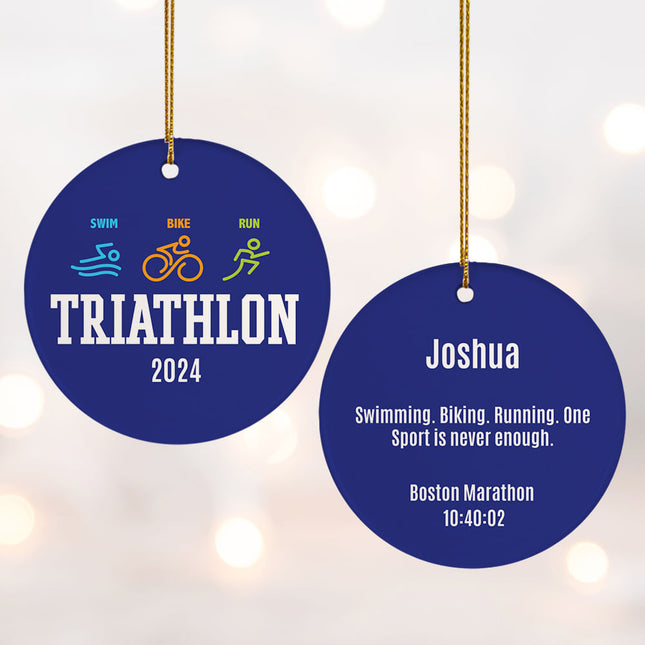 keepsake personalized triathlon christmas ornament – Christmas ornament, holiday tree decoration or gift