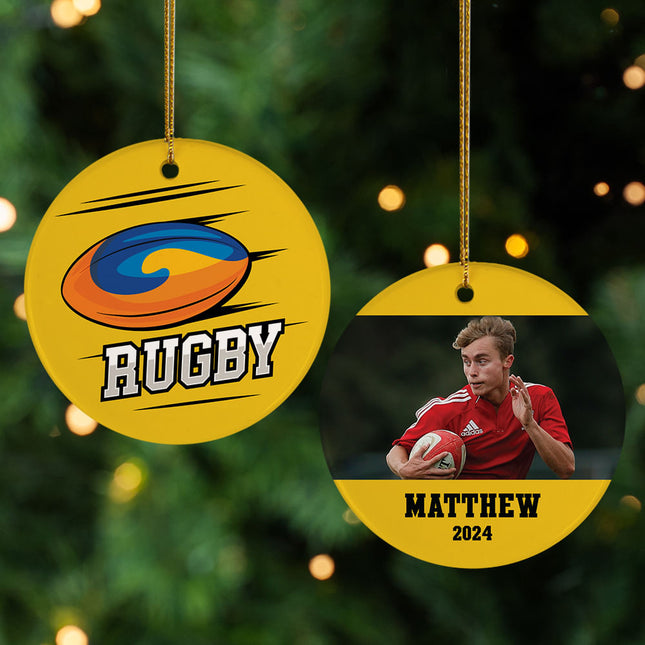 decorative personalized rugby christmas ornament – Christmas ornament, holiday tree decoration or gift