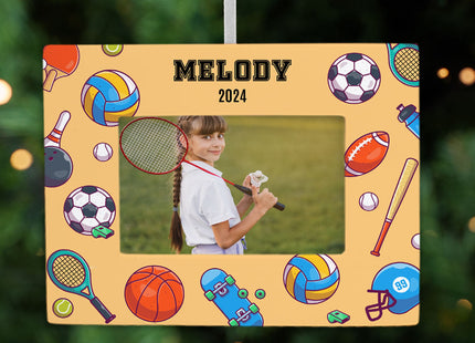 decorative personalized sports picture frame photo ornament – Christmas ornament, holiday tree decoration or gift