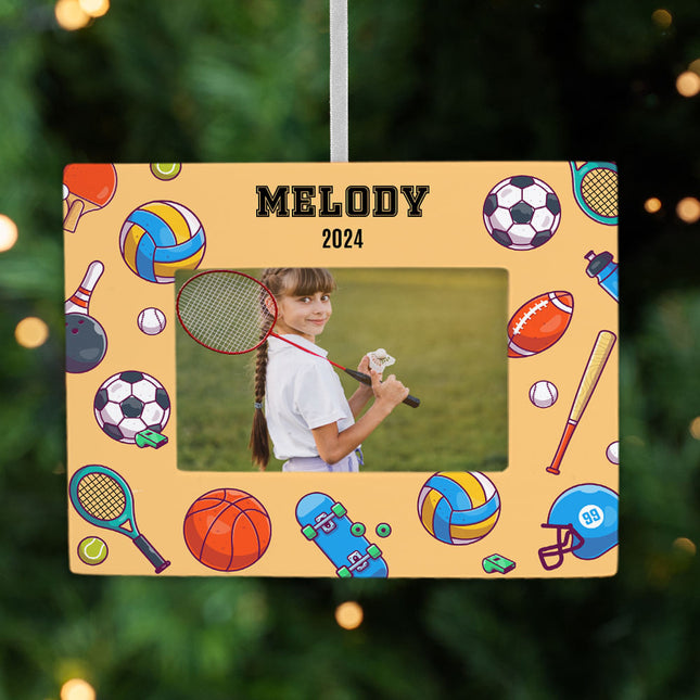 decorative personalized sports picture frame photo ornament – Christmas ornament, holiday tree decoration or gift