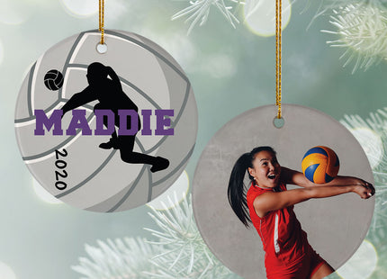 engraved personalized volleyball photo christmas ornament – Christmas ornament, holiday tree decoration or gift