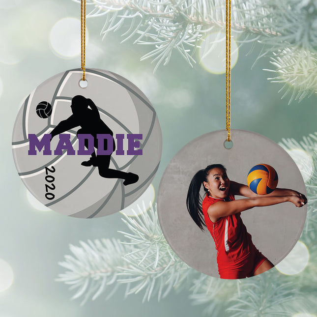 engraved personalized volleyball photo christmas ornament – Christmas ornament, holiday tree decoration or gift