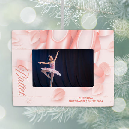 custom personalized ballet picture frame photo ornament – Christmas ornament, holiday tree decoration or gift