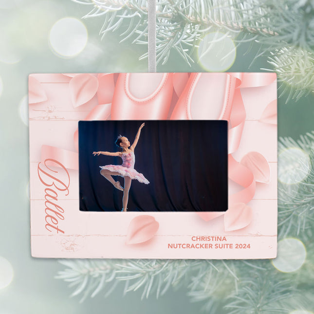 custom personalized ballet picture frame photo ornament – Christmas ornament, holiday tree decoration or gift
