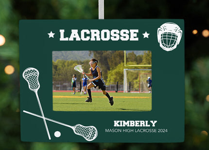 custom personalized lacrosse picture frame christmas ornament – Christmas ornament, holiday tree decoration or gift