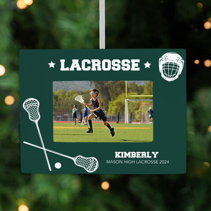 custom personalized lacrosse picture frame christmas ornament – Christmas ornament, holiday tree decoration or gift