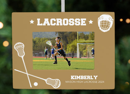engraved personalized lacrosse picture frame christmas ornament – Christmas ornament, holiday tree decoration or gift