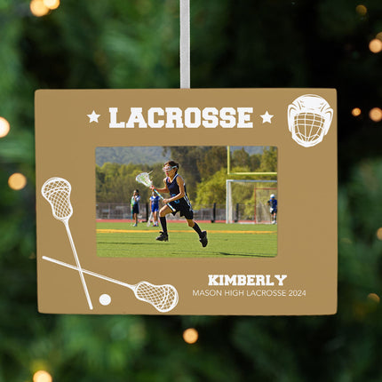 engraved personalized lacrosse picture frame christmas ornament – Christmas ornament, holiday tree decoration or gift