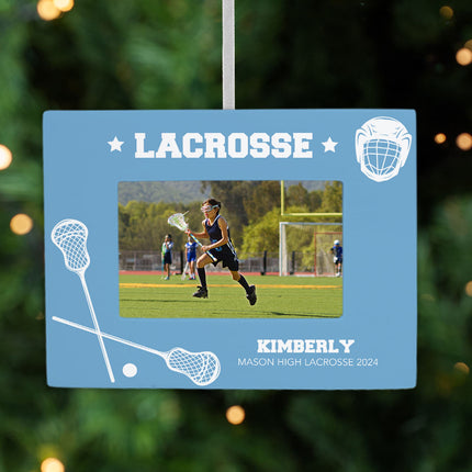holiday personalized lacrosse picture frame christmas ornament – Christmas ornament, holiday tree decoration or gift