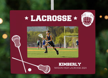 decorative personalized lacrosse picture frame christmas ornament – Christmas ornament, holiday tree decoration or gift