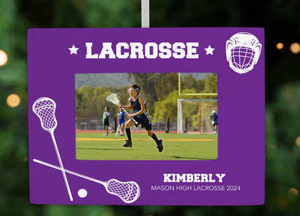decorative personalized lacrosse picture frame christmas ornament – Christmas ornament, holiday tree decoration or gift