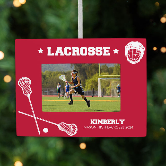 decorative personalized lacrosse picture frame christmas ornament – Christmas ornament, holiday tree decoration or gift