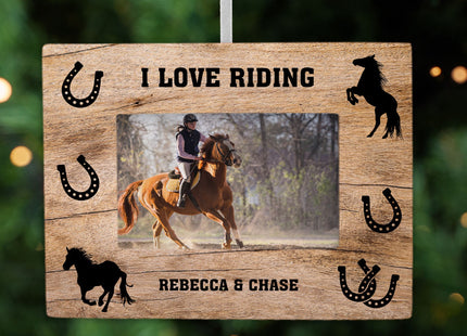 holiday personalized equestrian picture frame photo ornament – Christmas ornament, holiday tree decoration or gift