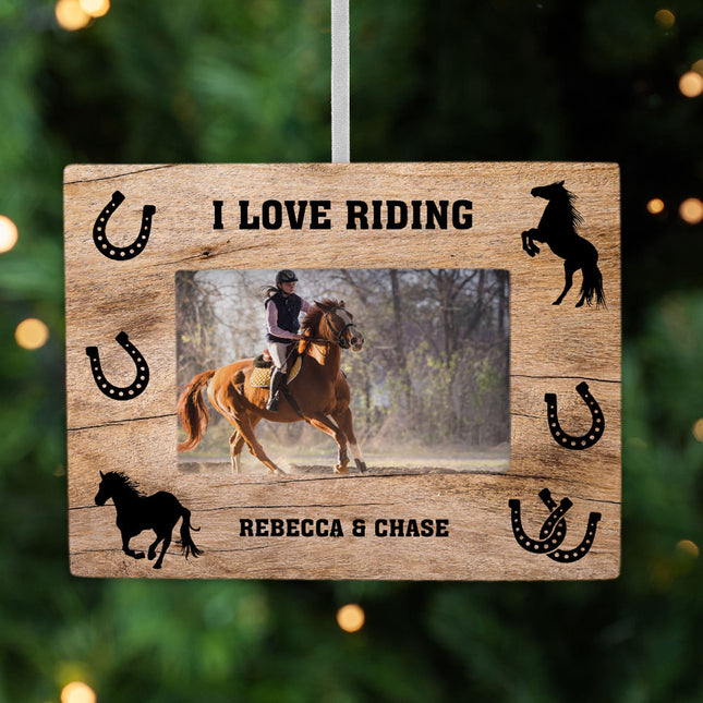 holiday personalized equestrian picture frame photo ornament – Christmas ornament, holiday tree decoration or gift