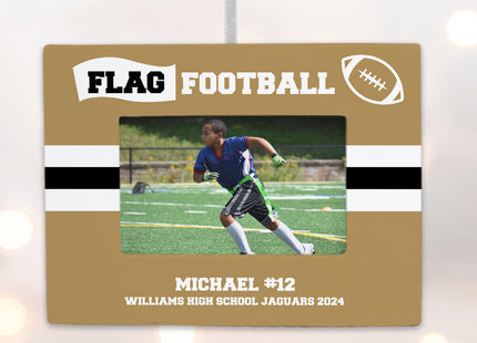 keepsake personalized flag football picture frame photo ornament – Christmas ornament, holiday tree decoration or gift