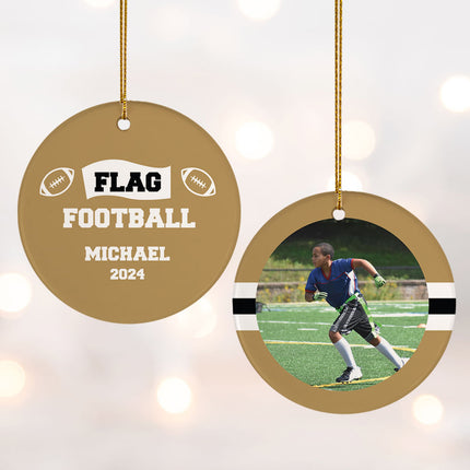 engraved personalized flag football christmas ornament – Christmas ornament, holiday tree decoration or gift