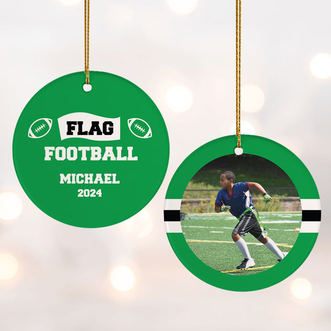 decorative personalized flag football christmas ornament – Christmas ornament, holiday tree decoration or gift