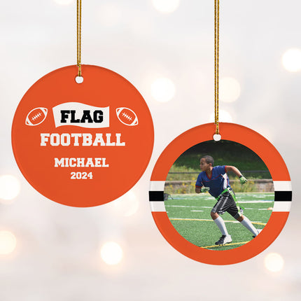 custom personalized flag football christmas ornament – Christmas ornament, holiday tree decoration or gift