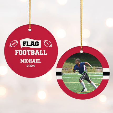 decorative personalized flag football christmas ornament – Christmas ornament, holiday tree decoration or gift