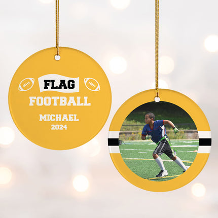 custom personalized flag football christmas ornament – Christmas ornament, holiday tree decoration or gift