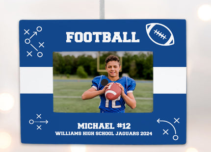 personalized personalized football picture frame photo ornament – Christmas ornament, holiday tree decoration or gift
