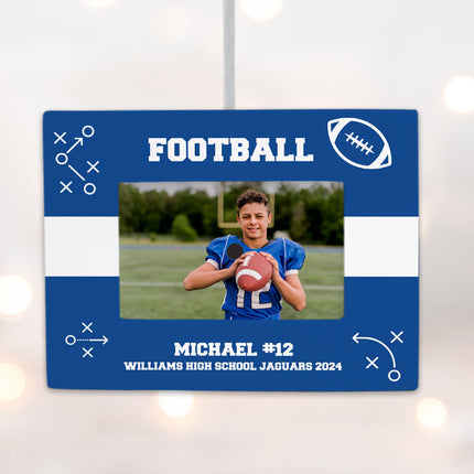 personalized personalized football picture frame photo ornament – Christmas ornament, holiday tree decoration or gift