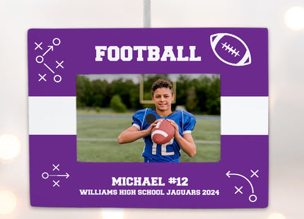 personalized personalized football picture frame photo ornament – Christmas ornament, holiday tree decoration or gift