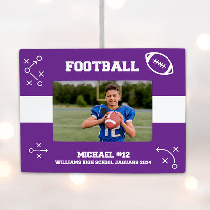 personalized personalized football picture frame photo ornament – Christmas ornament, holiday tree decoration or gift