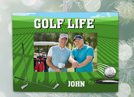 holiday personalized golf life picture frame photo ornament – Christmas ornament, holiday tree decoration or gift