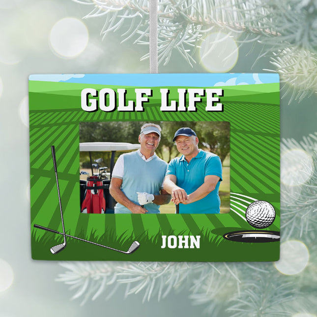 holiday personalized golf life picture frame photo ornament – Christmas ornament, holiday tree decoration or gift
