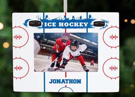 personalized personalized hockey picture frame photo ornament – Christmas ornament, holiday tree decoration or gift