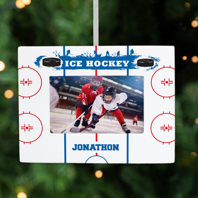 personalized personalized hockey picture frame photo ornament – Christmas ornament, holiday tree decoration or gift
